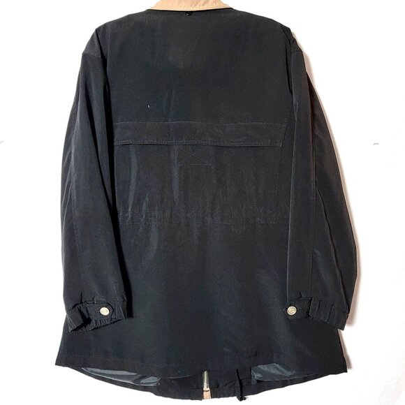 CS SIGNATURE Womens Windbreaker Coat Sz 1X Pockets Lined Button & Zip Black/Tan - Picture 5 of 16